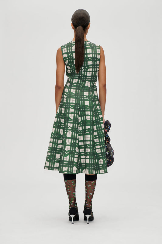 GATHERED MIDI DRESS