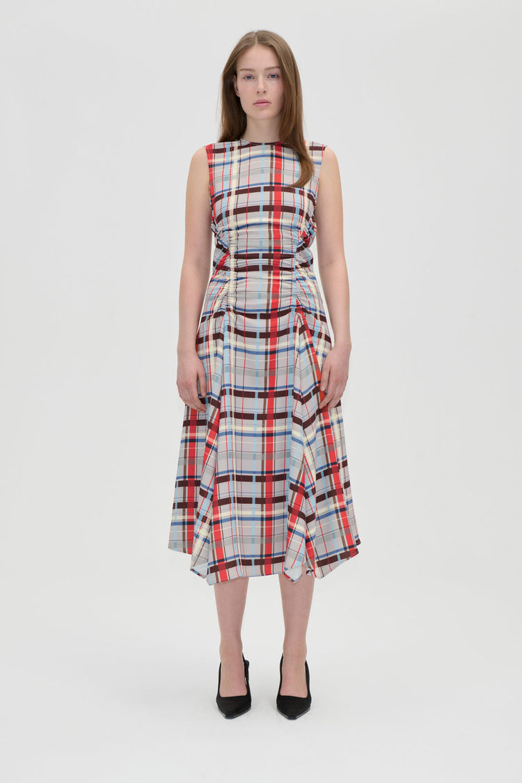 GATHERED MIDI DRESS
