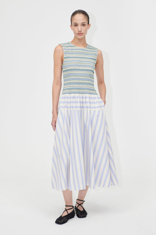 PASTEL STRIPES SMOCKED DRESS