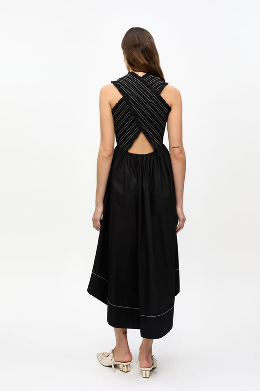 COTTON SMOCK MIDI DRESS