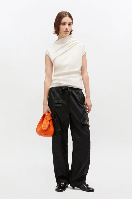 STRETCH COTTON RUCHED TOP
