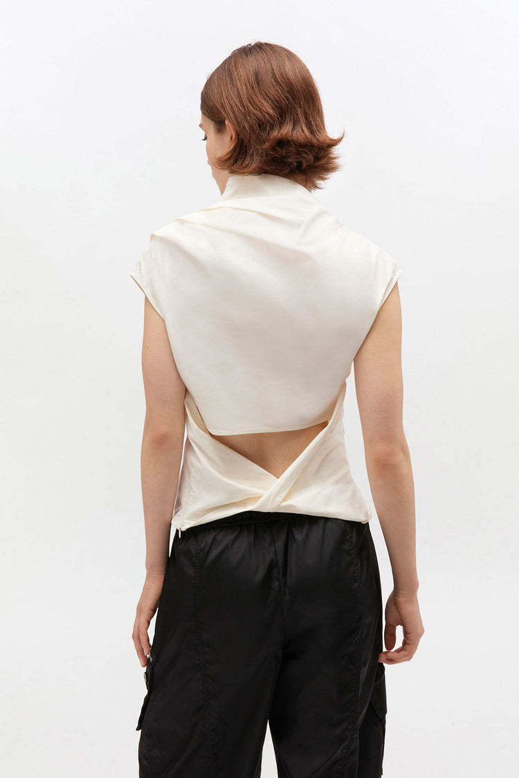 STRETCH COTTON RUCHED TOP