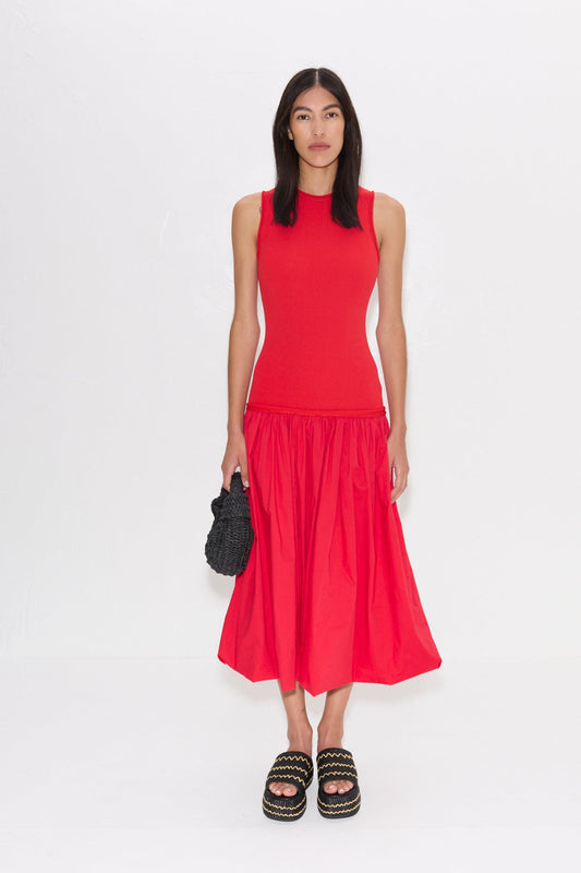 YANEZ POPLIN COMBO DRESS