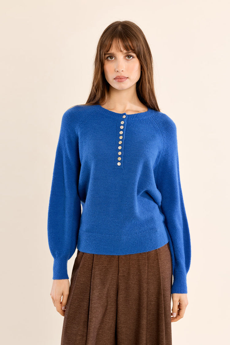 BUTTON-DOWN KNIT SWEATER