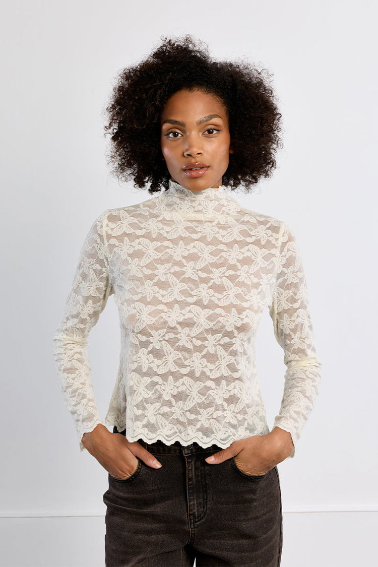 EMBROIDERED MESH TOP