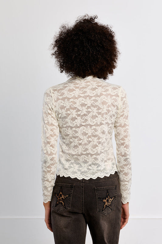 EMBROIDERED MESH TOP