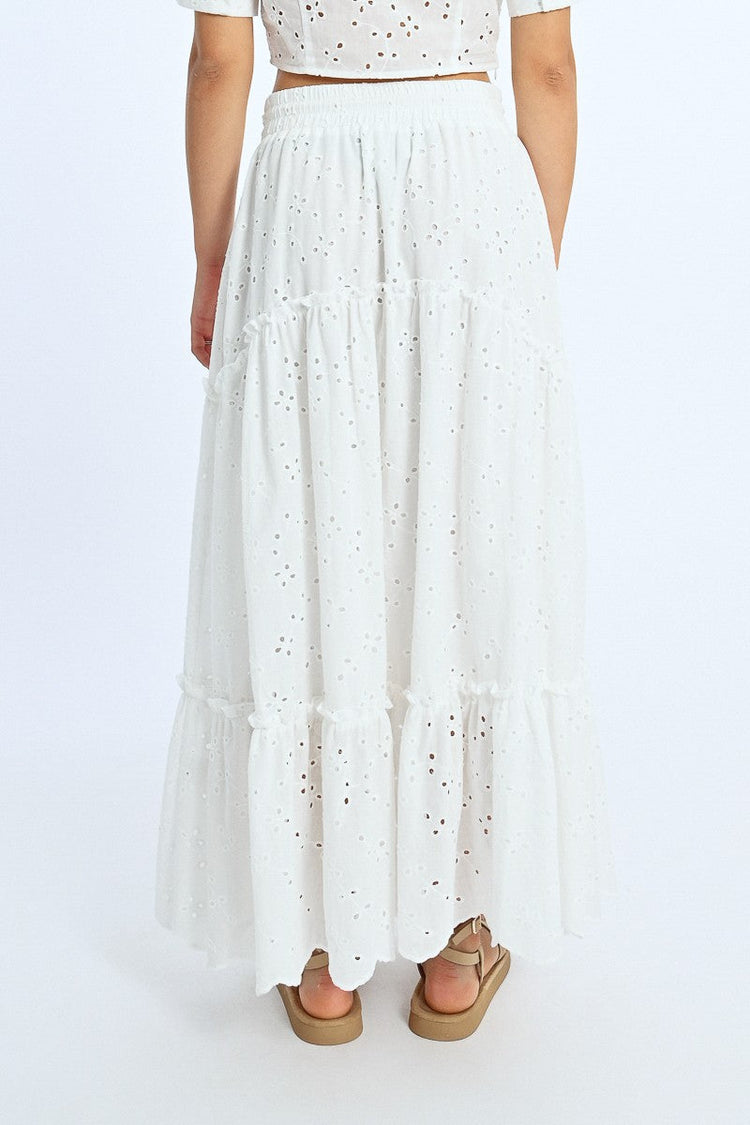 EYELET MAXI SKIRT