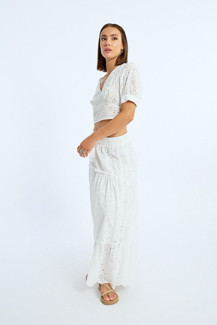EYELET MAXI SKIRT