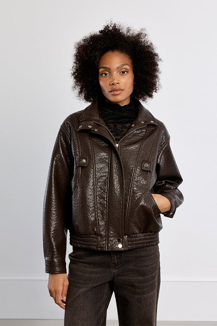 OVERSIZED FAUX LEATHER JACKET