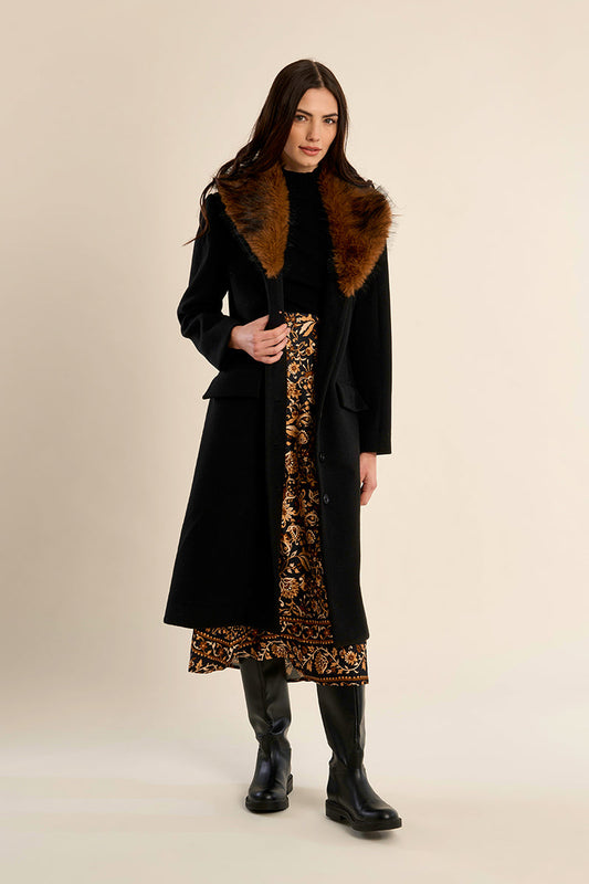 BLACK COAT W/ FUR