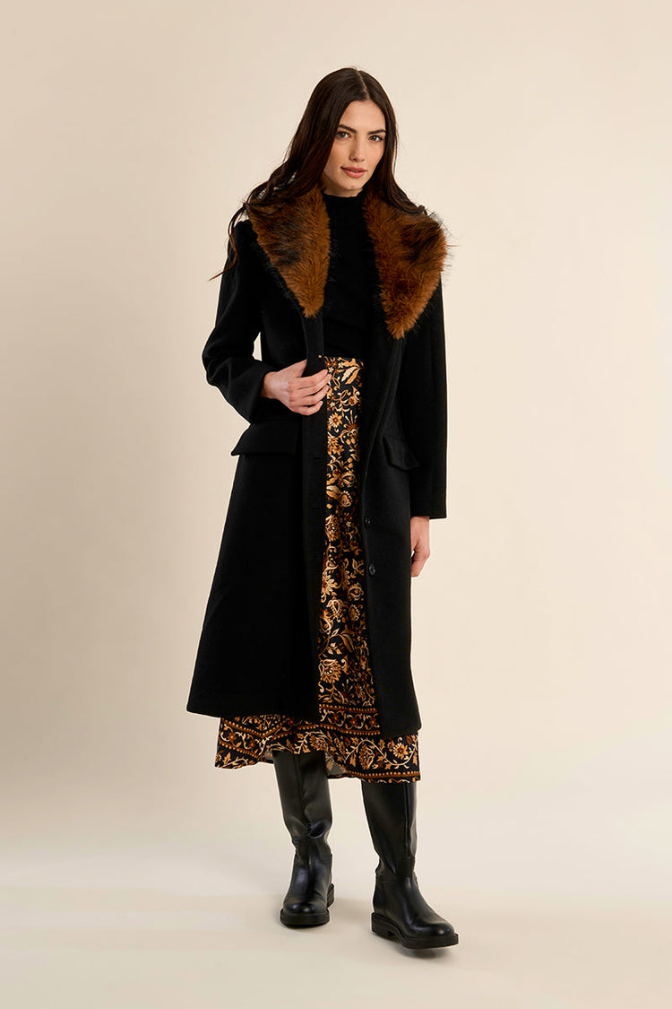 BLACK COAT W/ FUR