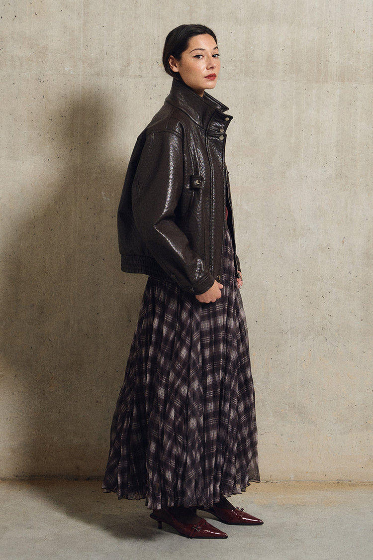 CHECKED MAXI SKIRT