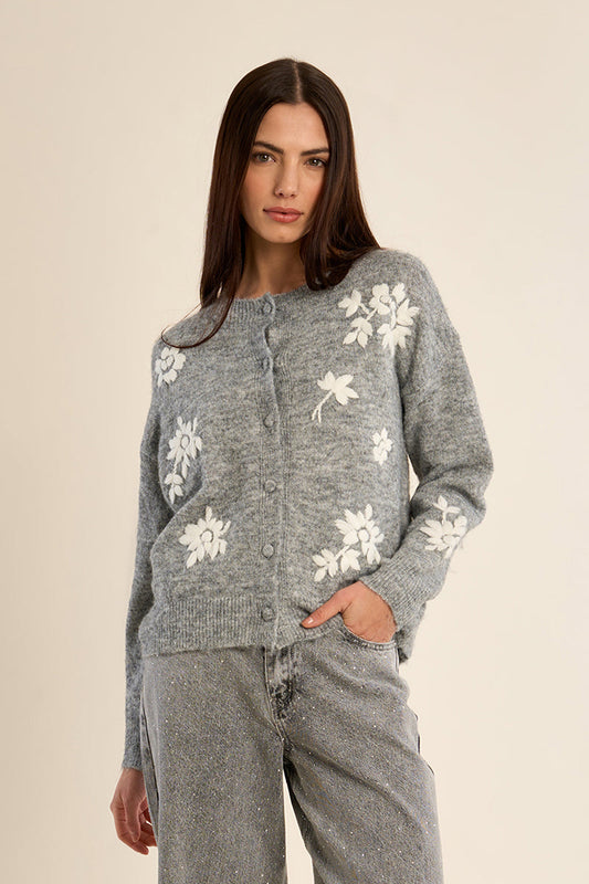 FLORAL KNIT CARDIGAN