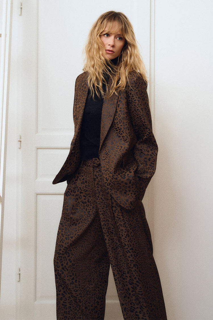 LEOPARD SATIN BLAZER