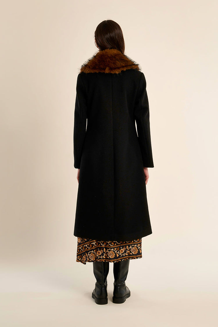BLACK COAT W/ FUR